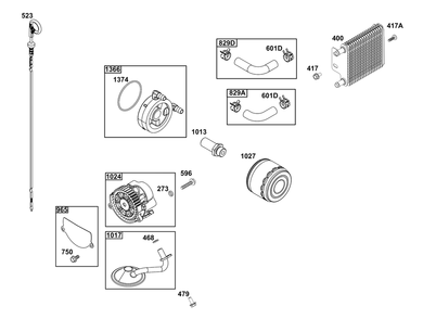 Lubrication Group Diagram and Parts List for 54E177-0003-J1  Briggs and Stratton Engine